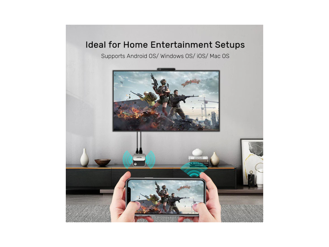 Unitek 4K HDMI Wireless Screen Mirroring Device - 25M, Easy Setup Unitek 4K HDMI Wireless Screen Mirroring Device - 25M, Easy Setup